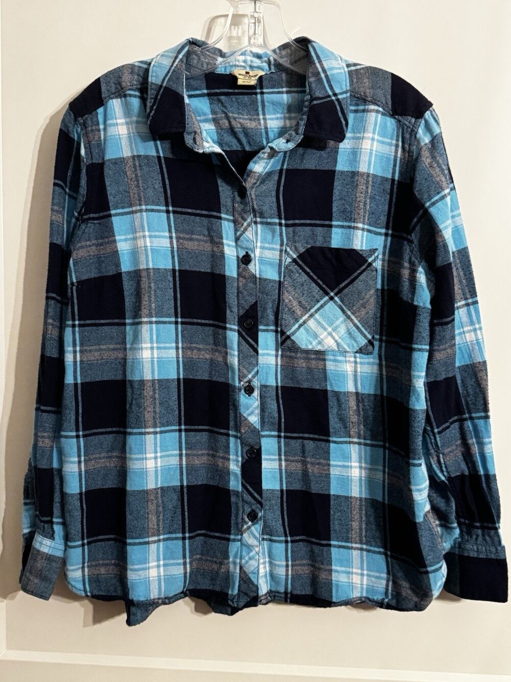 Woolrich Cotton Plaid Flannel Button Up Shirt Sz XL Lady Lumberjack Fall Outdoor